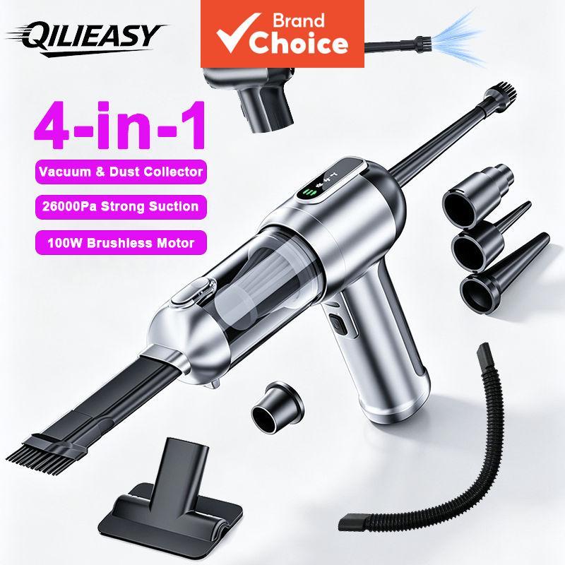 Aspirador De Pó Para Carro Qilieasy 2026 26000pa 100000rpm De Uso Duplo Com Vários Bicos Limpeza De Interiores De Animai