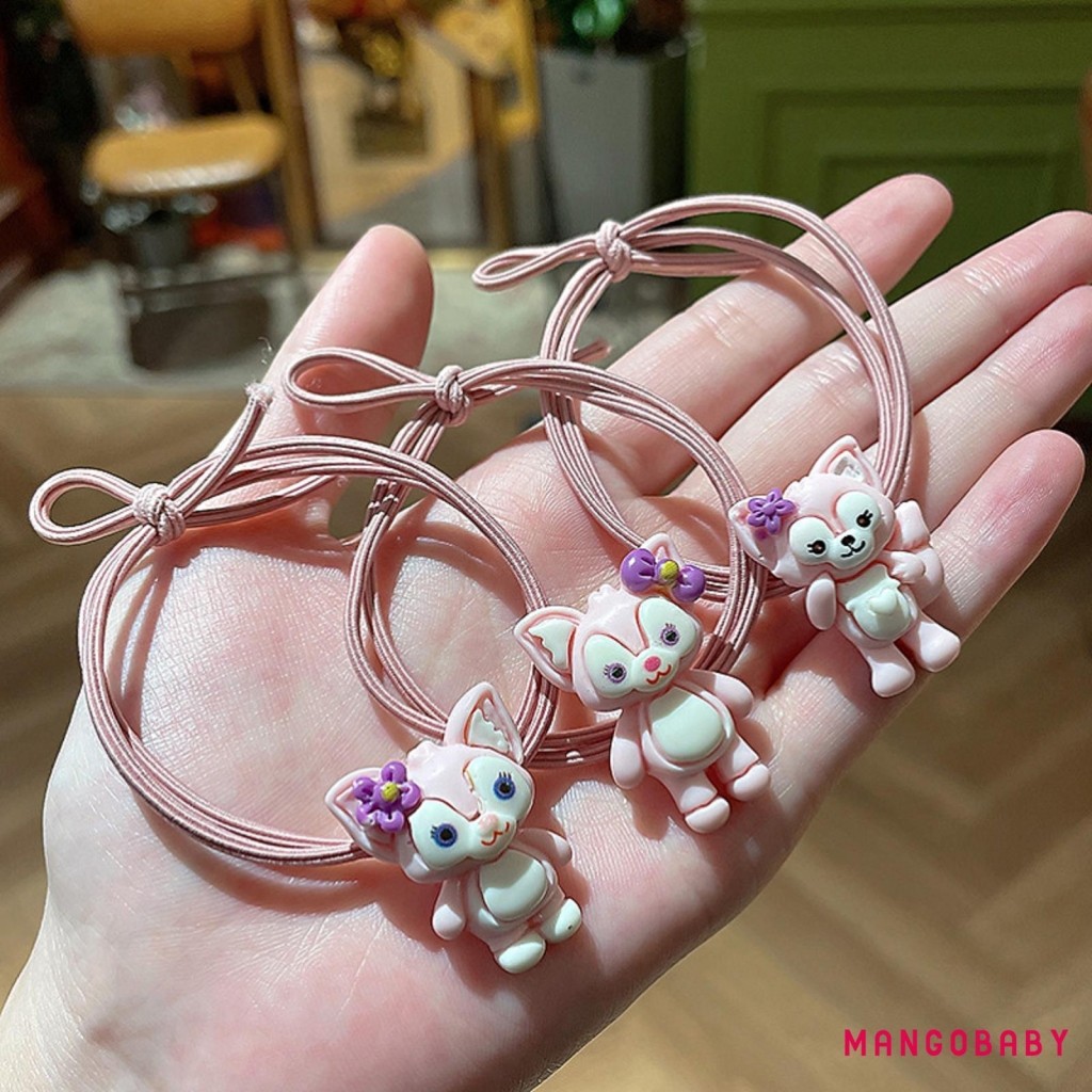Manga-Senhoras Crianças Estilo Doce Faixa De Cabelo Dos Desenhos Animados Rosa Raposa Decoração Rabo De Cavalo Corda Fem