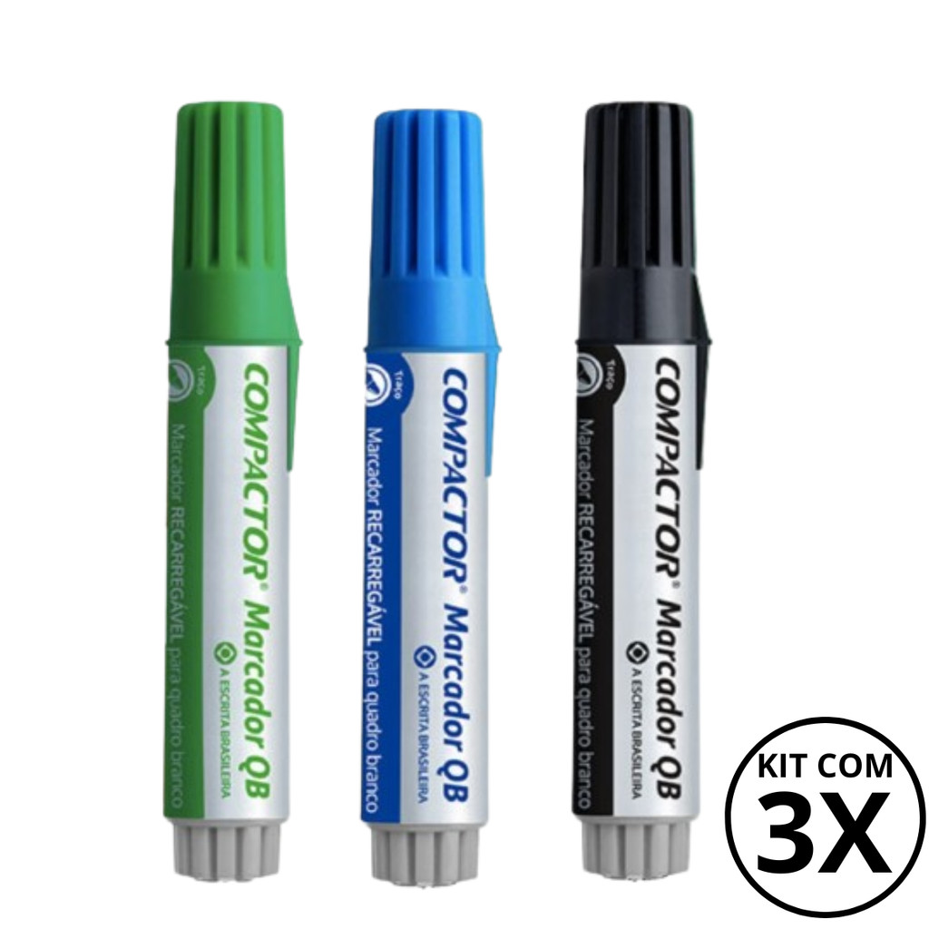 Kit com 3 Marcadores Para Quadro Branco - COMPACTOR · foto 2