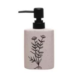 Porta Sabonete Líquido com Pump Preto Jardin Blanc 330ml Branco Cerâmica Wolff para Banheiro Pia Lavabo Decoração Chique