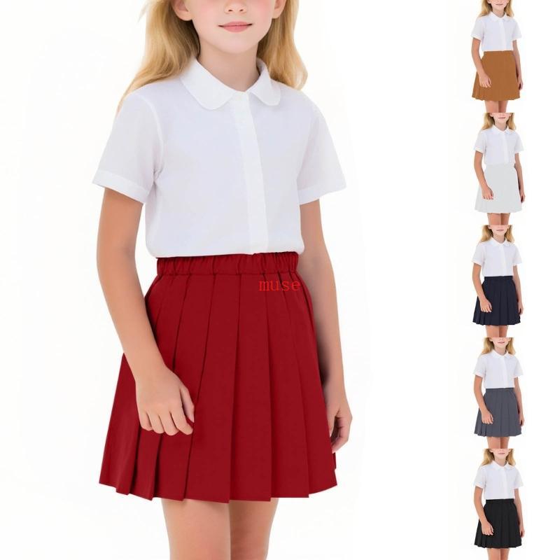 Saia Feminina Casual Linha A Cintura Curvada Plissada Uniforme Escolar