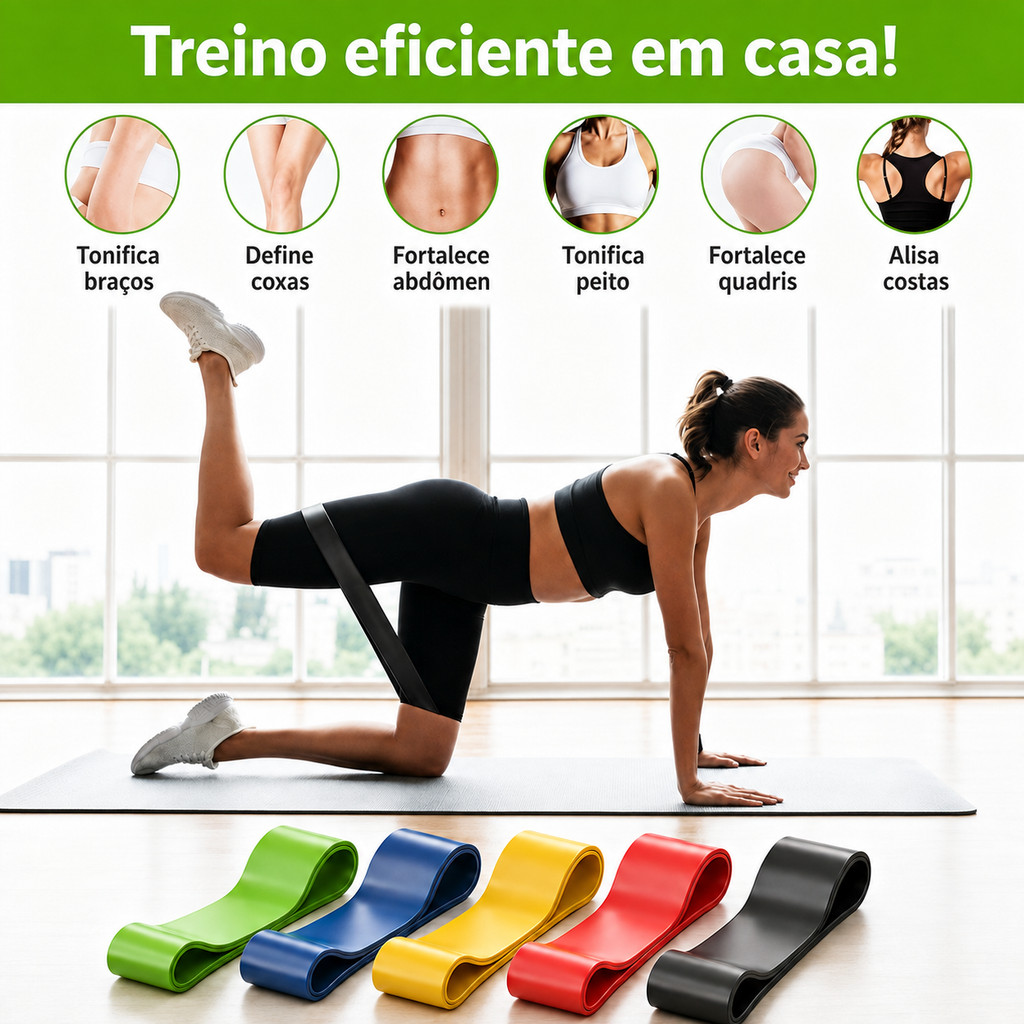 Faixas Elásticas de Resistência TPE para Yoga, Pilates e Treino Fitness, Envio Rápido SP