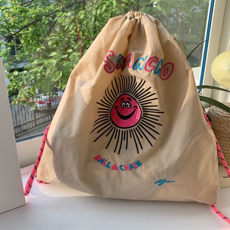 Japonês MZTKIN novo estilo cordão mochila de compras bola & corrente bordado ambientalmente amigável mochila de grande c