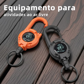 Chaveiro Mosquetão Retrátil Extensível Resistente para Cinto Mochila e Pesca Fivela Anti-Perda para Chaves Seguro