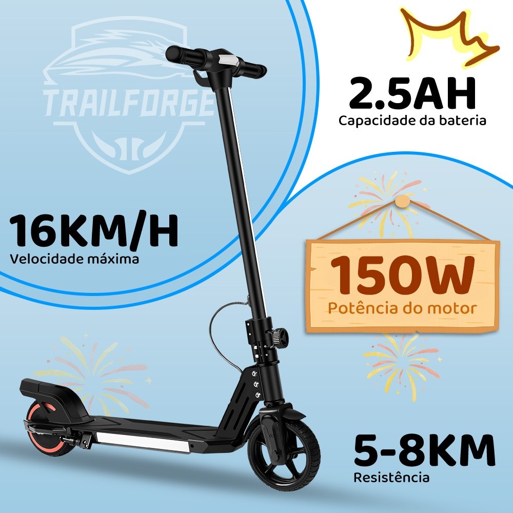 TRAILFORGE-C1 Patinete Elétrico Infantil Menino Menina 6,5' Poleg. Motorizado Com Luz LED — imagem 2 de 2