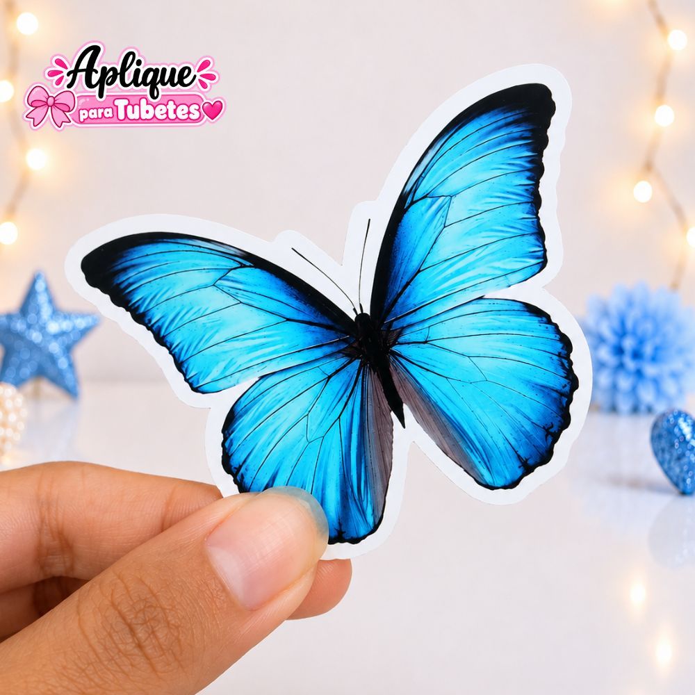 Aplique Personalizado Borboleta Azul / Tags para Lembrancinhas / Festa Infantil / Aniversário
