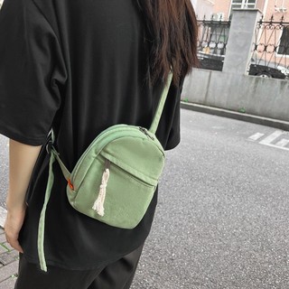 Bolsa de lona feminina 2022 novo estilo estilo estilo literário verão pequena mochila simples cor sólida bolsa do telefo