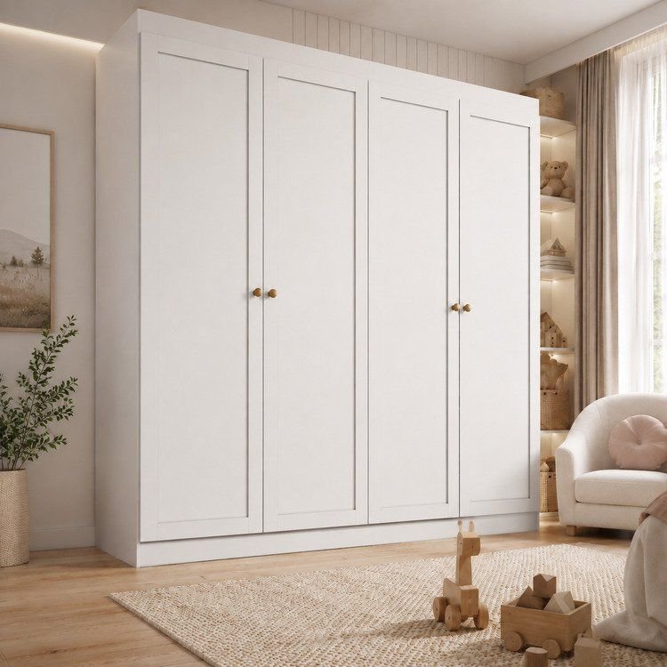 Guarda-Roupa Infantil Americano 4 Portas 2 Gavetas Alecrim Yescasa Branco Branco
