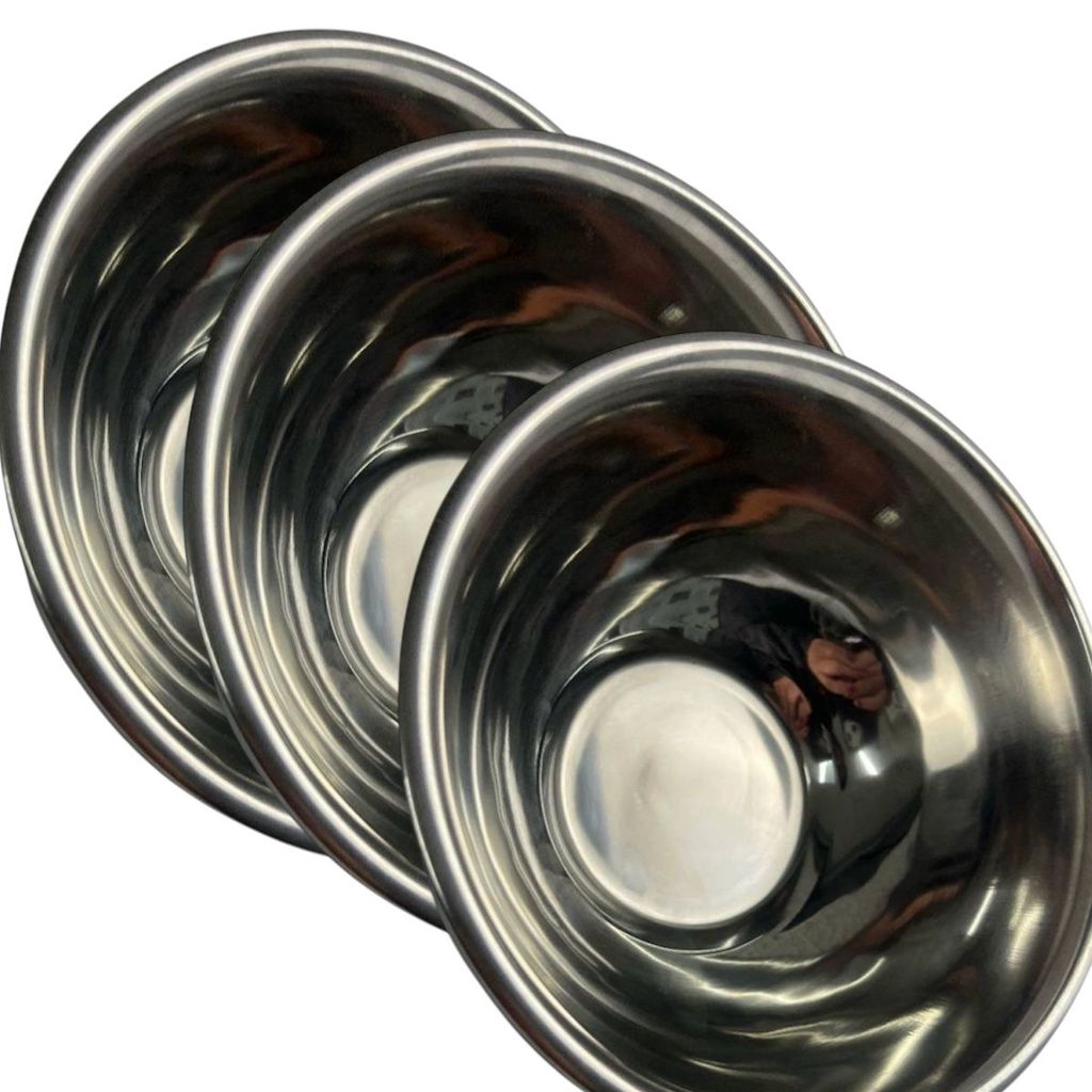KIT 3 - TIGELA BOWL DE INOX 18CM GP008 PARA PREPARO, MISTURA E SERVIÇO DE ALIMENTOS