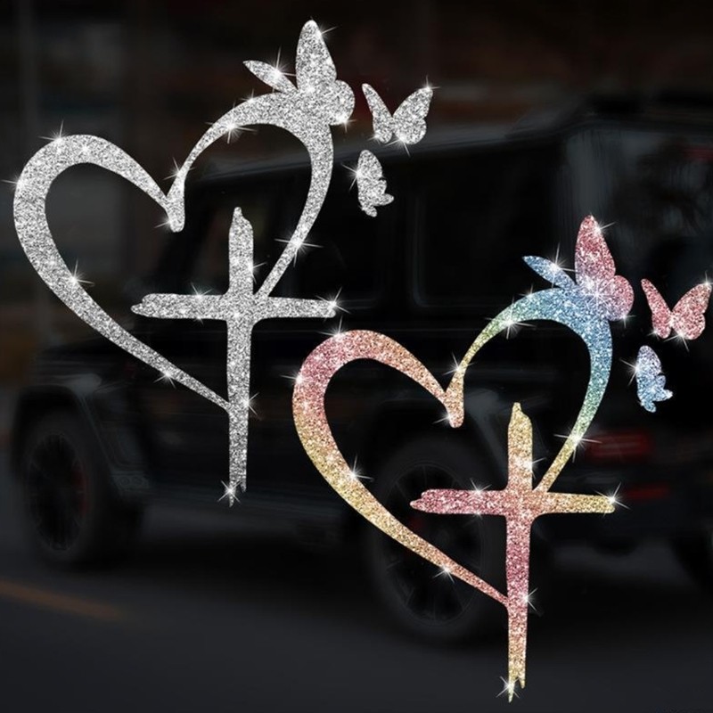 Decalque De Carro PET Brilhante GOO Com Símbolos De Coração E Borboleta Para Colocação Decorativa Em Áreas Adequadas Car