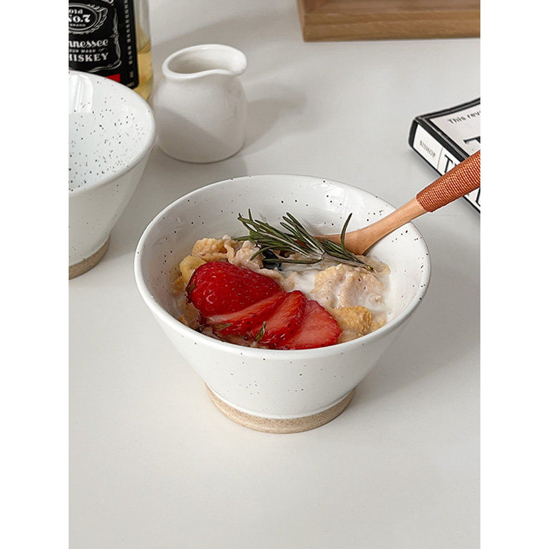 Muni estilo japonês esmalte ponto respingo tinta tigela de arroz cerâmica casa Congee tigela angustiado sentimento chapé