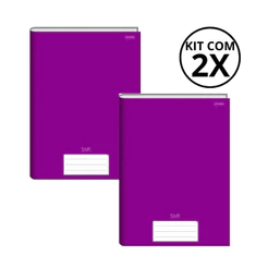 Kit Com 2 Caderno Brochura 80 Fls Pautado Capa Dura - Stiff COR:ROXO