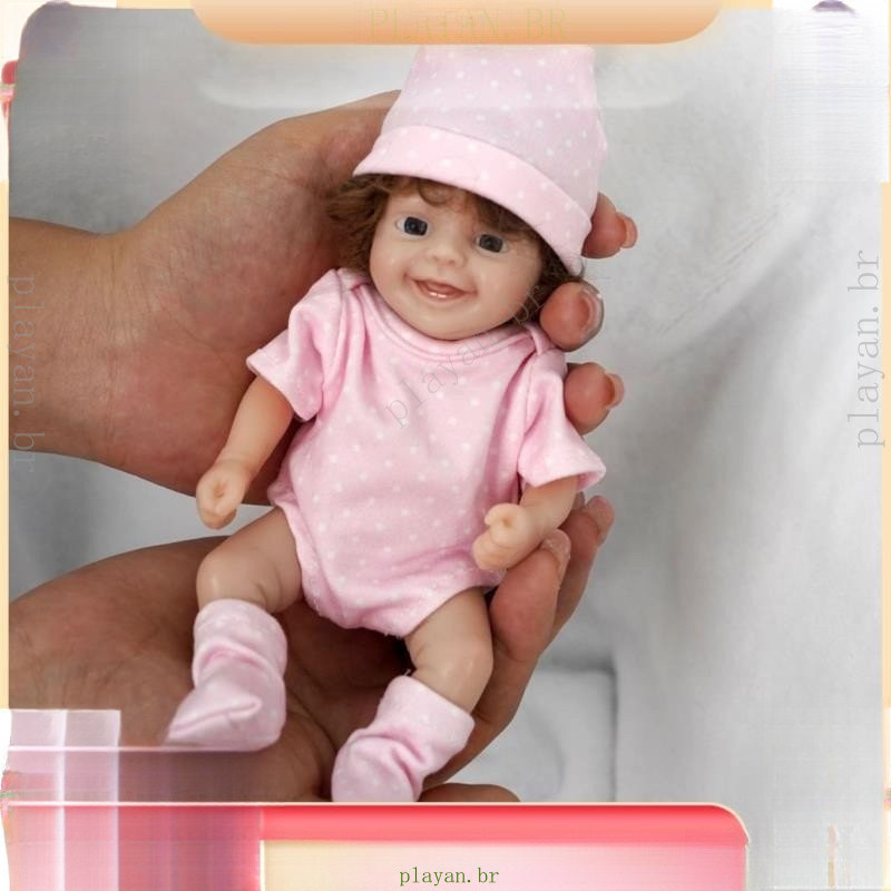 Boneca Reborn Mini de Silicone de 7 Polegadas, Realista para Bebês Recém-Nascidos, Vem com Acessórios de Alimentação e V