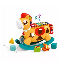 Xilofone Musical Pônei Balanço Peças Encaixar Brinquedo Educativo Sons Luzes Funny Pony Maxi Baby