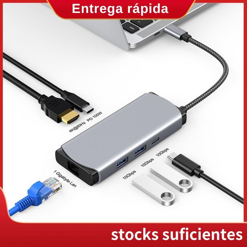 Saída 4K Da Doca De Expansão Tipo C , Divisor USB Gigabit Ethernet 10Gbps PD100 Suporte De Carregamento Rápido
