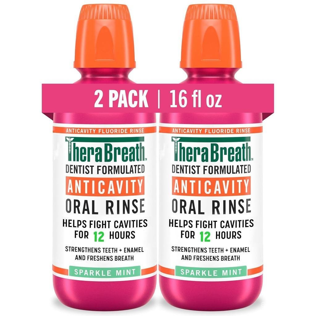 TheraBreath Enxaguante Bucal com Fluoreto Anti-Cáries, Contra Cáries Dentárias, Fortalece o Esmalte dos Dentes, Hálito F