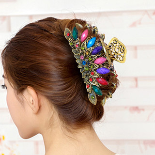 Retro cocar grande garra clipe de cabelo feminino requintado cabeça traseira adulto Hairpin High-End grampo de cabelo mã
