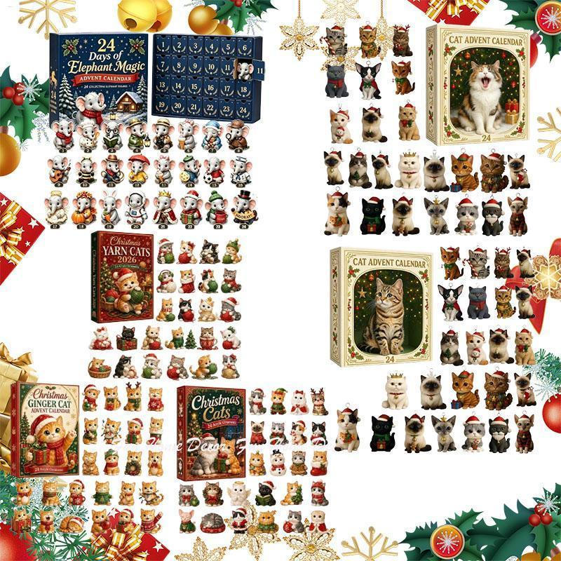 Contagem Regressiva De Natal 2026 24 Dias 2D Acrílico Advento Gato Animal Calendário Caixa De Para Escritório Em Casa ni