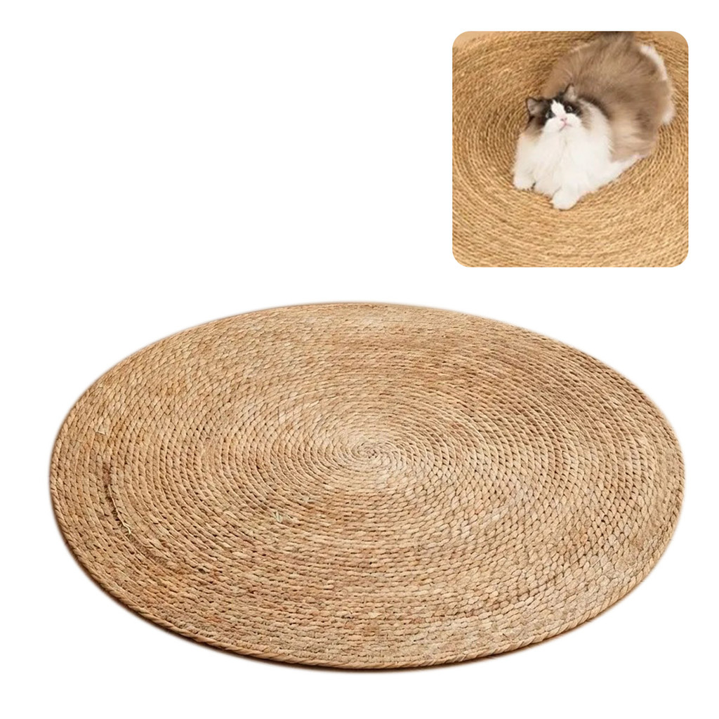 Tapete Arranhador Gato Juta Sisal Redondo Trancado Protege Moveis Afia Garras Decorativo Resistente Brinquedo