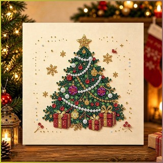 Kit de pintura de diamante 5D natalina DIY com pérolas e strass, conjunto de mosaico artesanal com tela, ferramentas e m