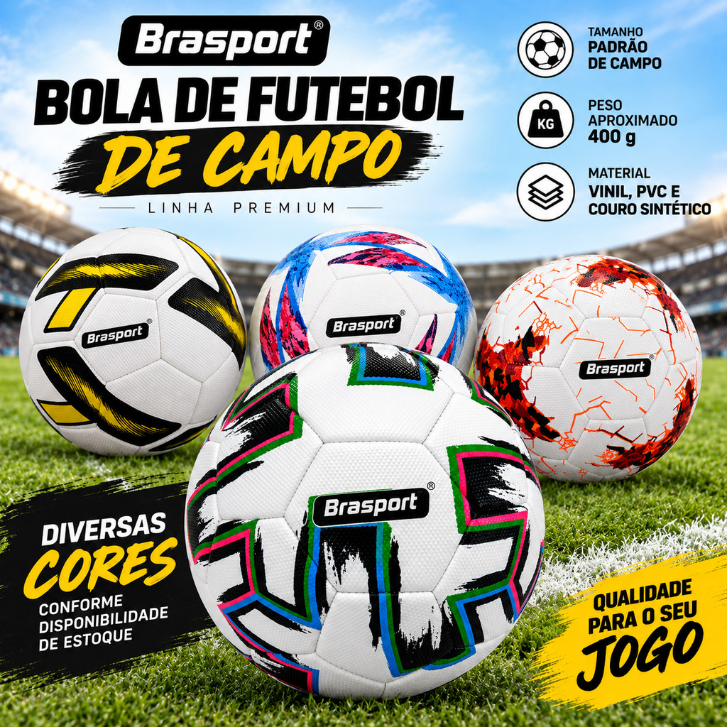 Bola Futebol de Campo Costurada Tamanho Oficial Reforçada Brasport