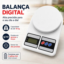 Balança Digital De Cozinha Para Alimentos Capacidade 10 Kg