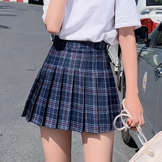 Saia Plissada para Estudantes, Saia Curta Xadrez de Cintura Alta, Cor Lisa, Nova Saia Evasê Estilo Coreano, Saia Curta P