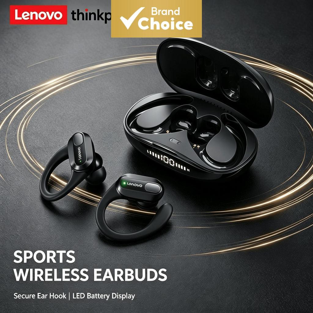 Fones De Ouvido Lenovo XT80 Sem Fio Bluetooth Ganchos IPX5 À Prova D'água 20H Bateria Vida Útil HiFi Som Estéreo Graves