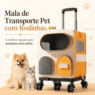 Bolsa carrinho de transporte para animais de estimação com rodas, adequada para cães e gatos, com carrinho retrátil e De