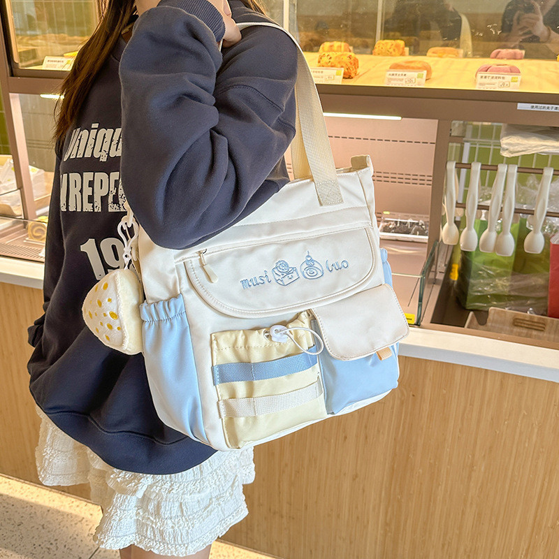 Japonês bonito contraste cor grande capacidade saco do mensageiro feminino estudante do ensino médio saco de escola port