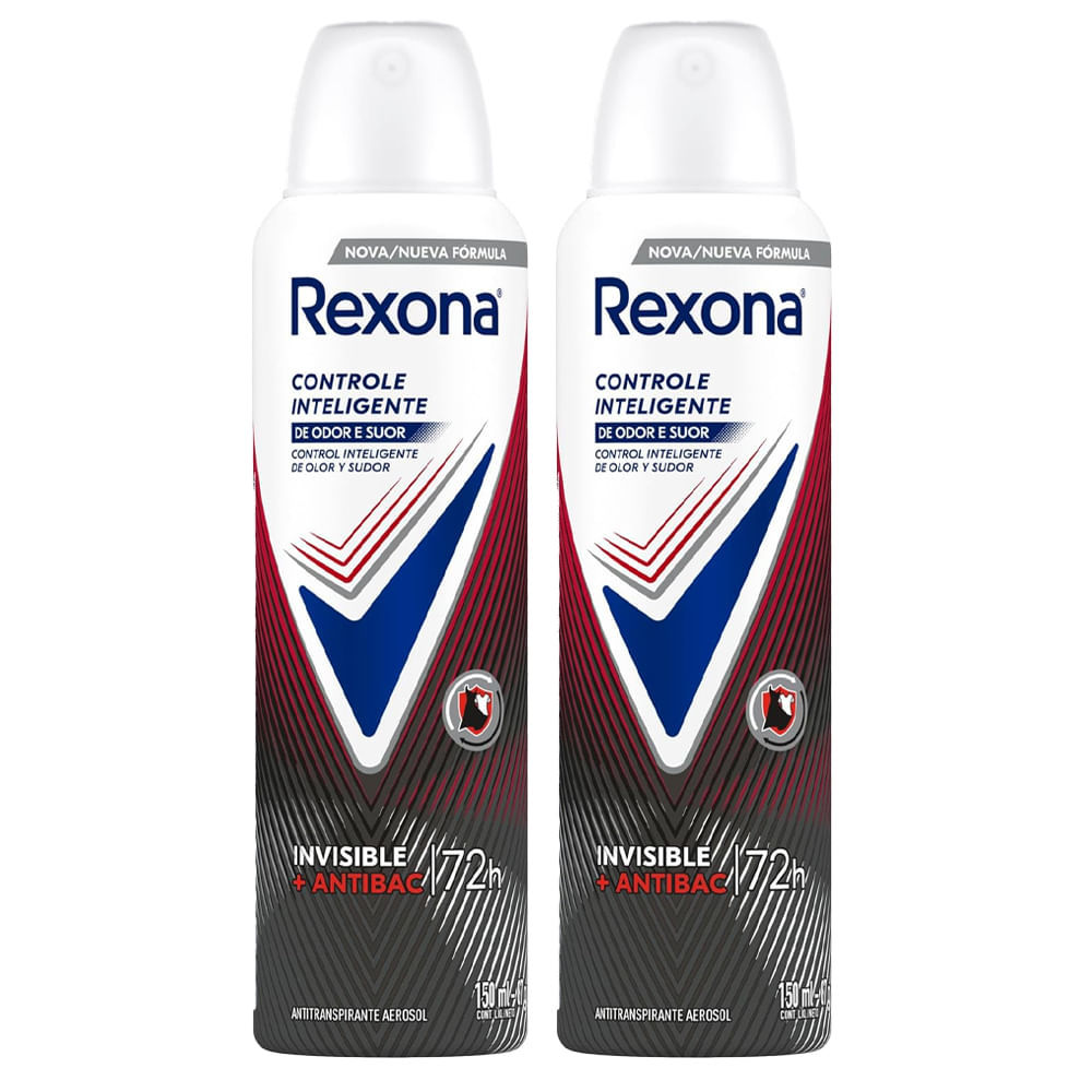 Kit Desodorante Aerosol Rexona Antibacterial + Invisible 150ml - 2 unidades
