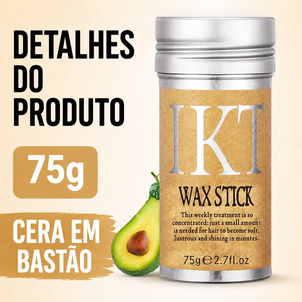 Cera em Bastão para Cabelo Wax Stick IKT 75g Anti Frizz Modelador Fixador para Fios Rebeldes
