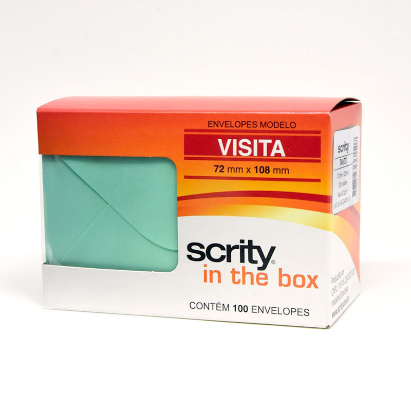 Envelope Color Plus Verde Claro 72x108mm caixa com 100 unidades Scrity