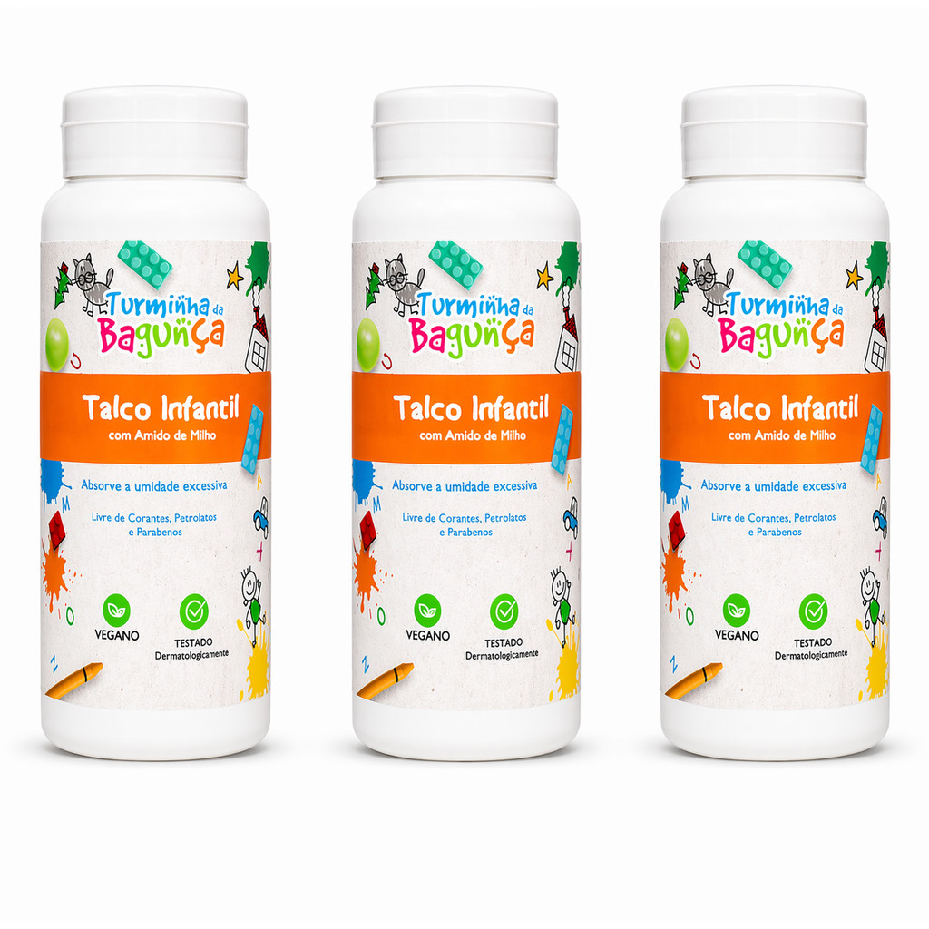 Kit 3 Talcos Infantis 100g Turminha da Bagunça
