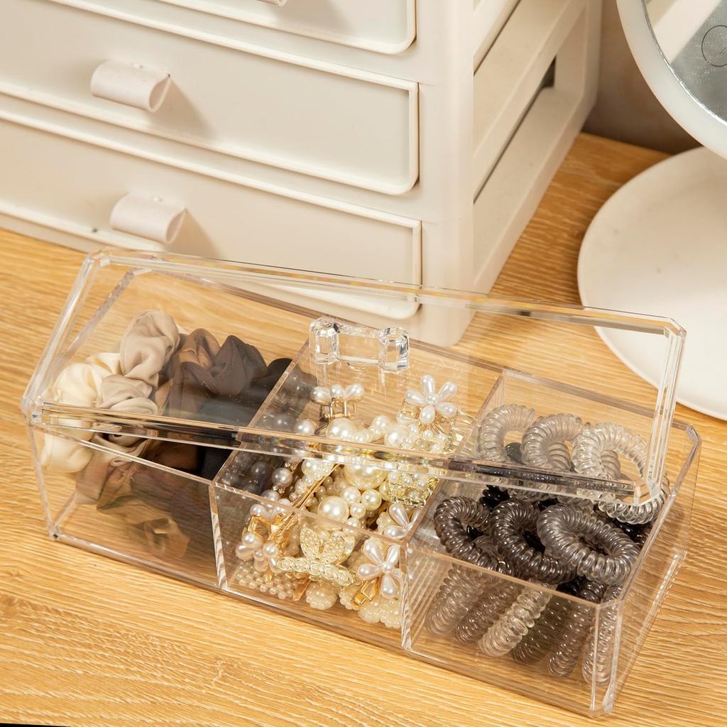 Organizador de Maquiagem Acrílico Transparente,Porta-Pincéis,Cotonetes Joias,Banheiro,Quarto Escritório,23 × 9 × 8,5 cm — imagem 2 de 2