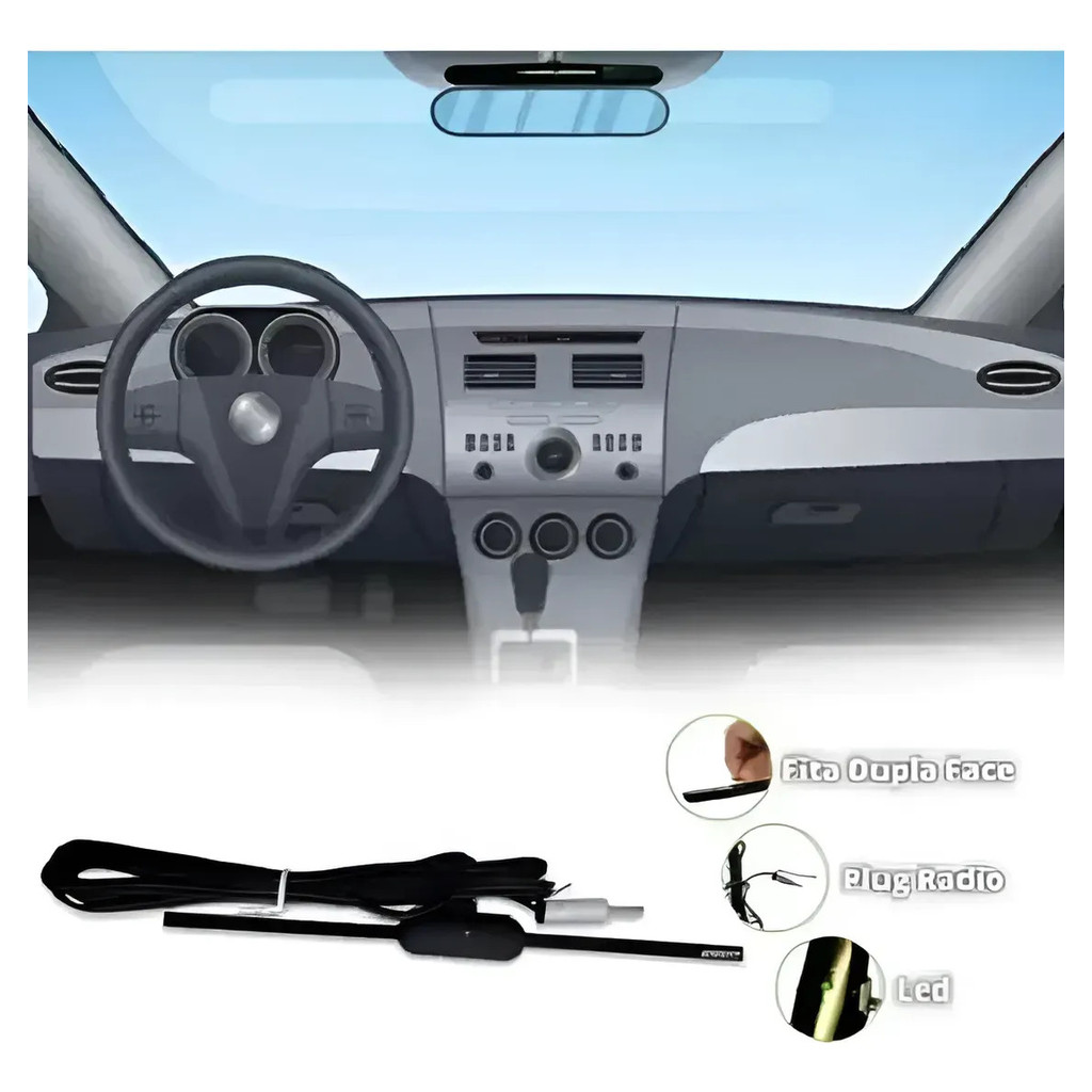 Antena para carro amplificada interna 12v vip fm am muito boa — imagem 2 de 2