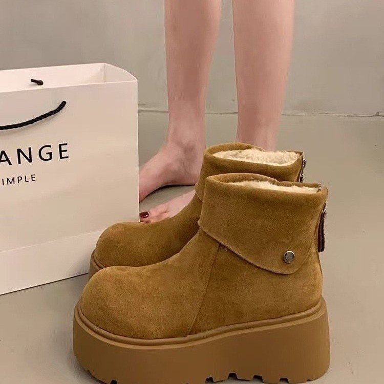 Sapatos de algodão grosso com forro de lã para mulheres pequenas