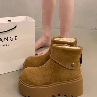 Sapatos de algodão grosso com forro de lã para mulheres pequenas
