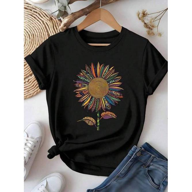 「BR.Moonlight」Camiseta Feminina Letra Slogan Estampa Criativa Moldeável Confortável Elegante Estilosa Casual Tendência