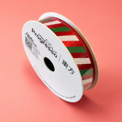 Fita de Cetim 15mm x 10m - Listrado Natalino - Rolo 10m - 1 unidade - Progresso |Laços, Presentes, Artesanato, Decoração