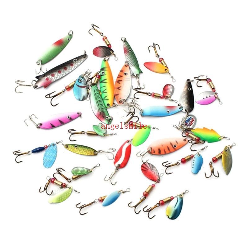 30 Pçs Iscas Giratórias Trutas Pesca Longo Lantejoulas Jigs Metal Duro