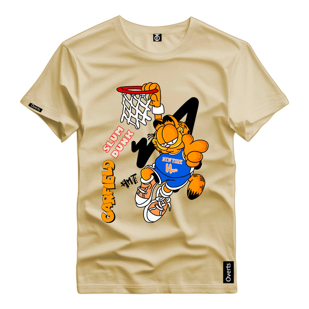 Camiseta Malha Premium Reforçada 100% Algodão Estampada Garfield Basquete Colorida Top Dia a Dia