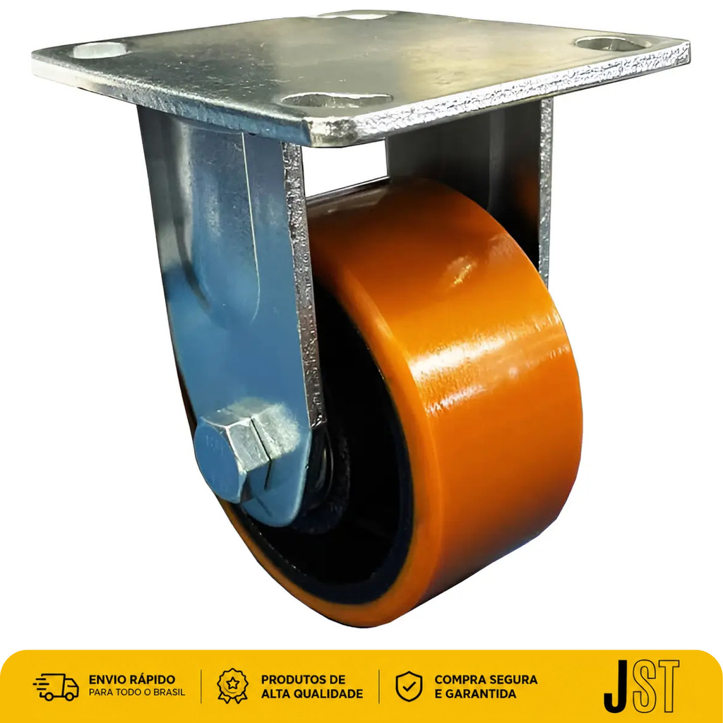 Rodízio Fixo Poliuretano 4 Pol 100mm 300kg Industrial JST para Móveis