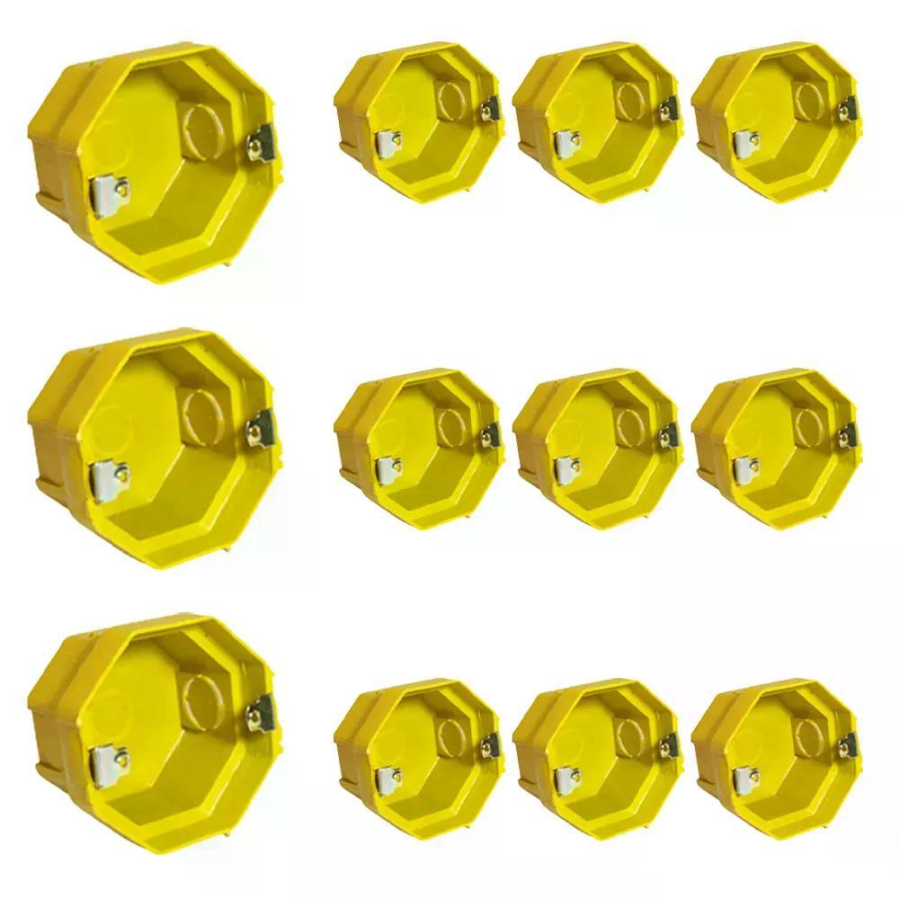Kit Com 12 Caixas Sextavadas De Embutir Bet Plásticos 3x3 Amarela - Cx33103