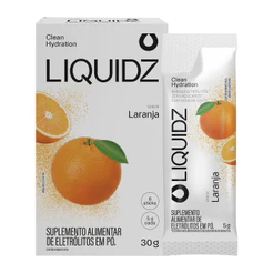 LIQUIDZ® - Eletrólitos Zero Açúcares - Sabor Laranja - Kit 1 Caixa - 6 sachês