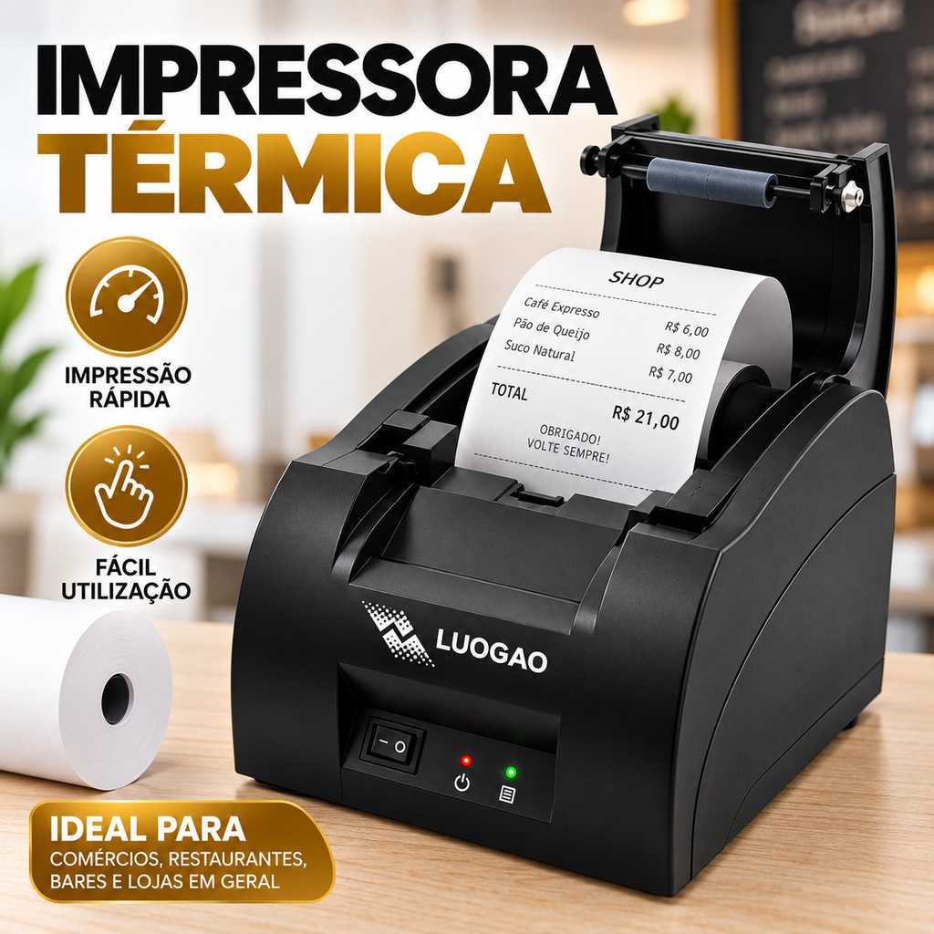 Impressora Térmica Ticket Cupom Não Fiscal 80mm USB Rede Ethernet Guilhotina Automática PDV Recibo Bivolt