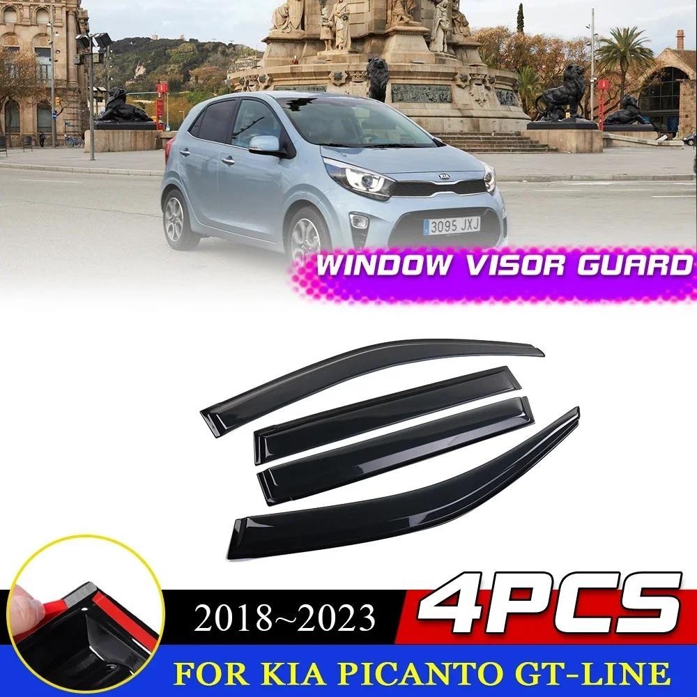 Viseira De Janelas Para Kia Picanto JA GT-Line X Manhã Grand Eko 2018 ~ 2023 Toldos De Ventilação De Porta Chuva Sobranc