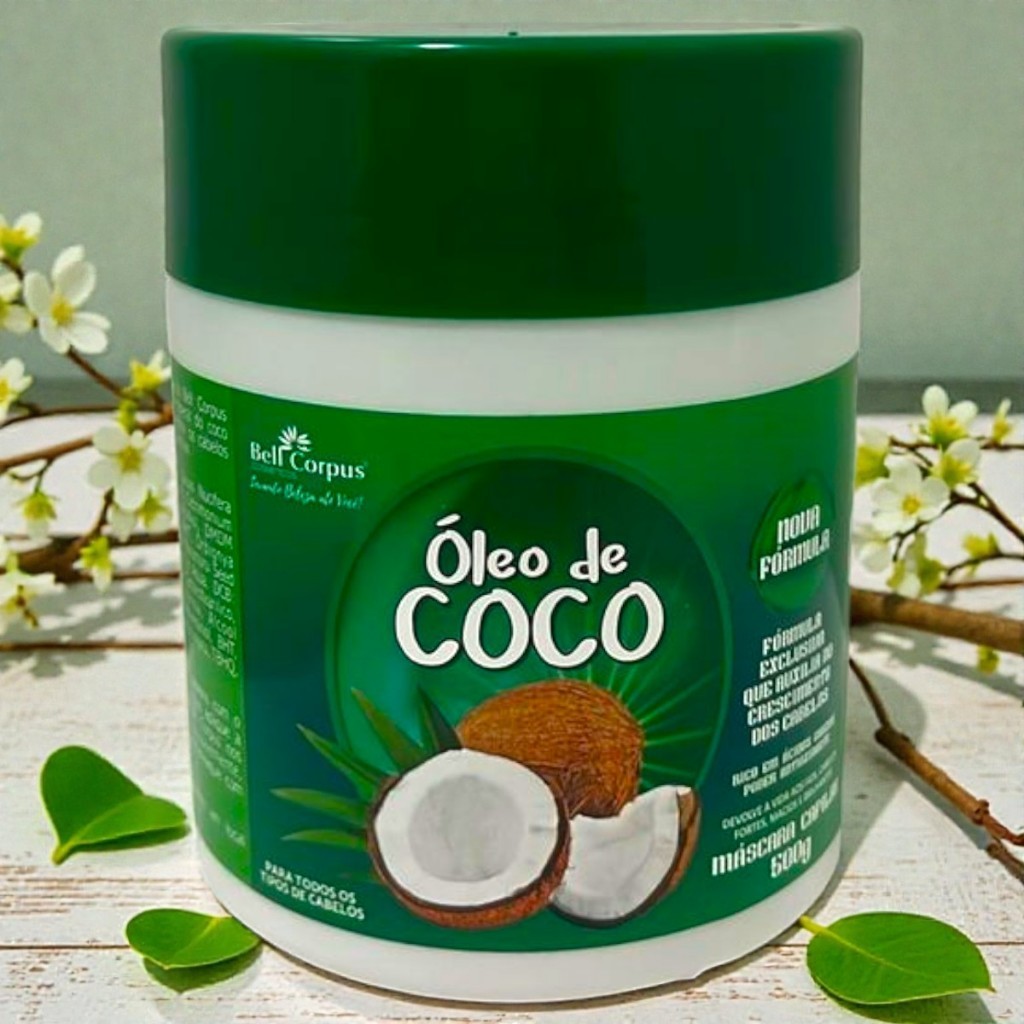 Máscara de Hidratação Capilar Óleo de Coco 500g – Hidratação e Brilho - Bell Corpus