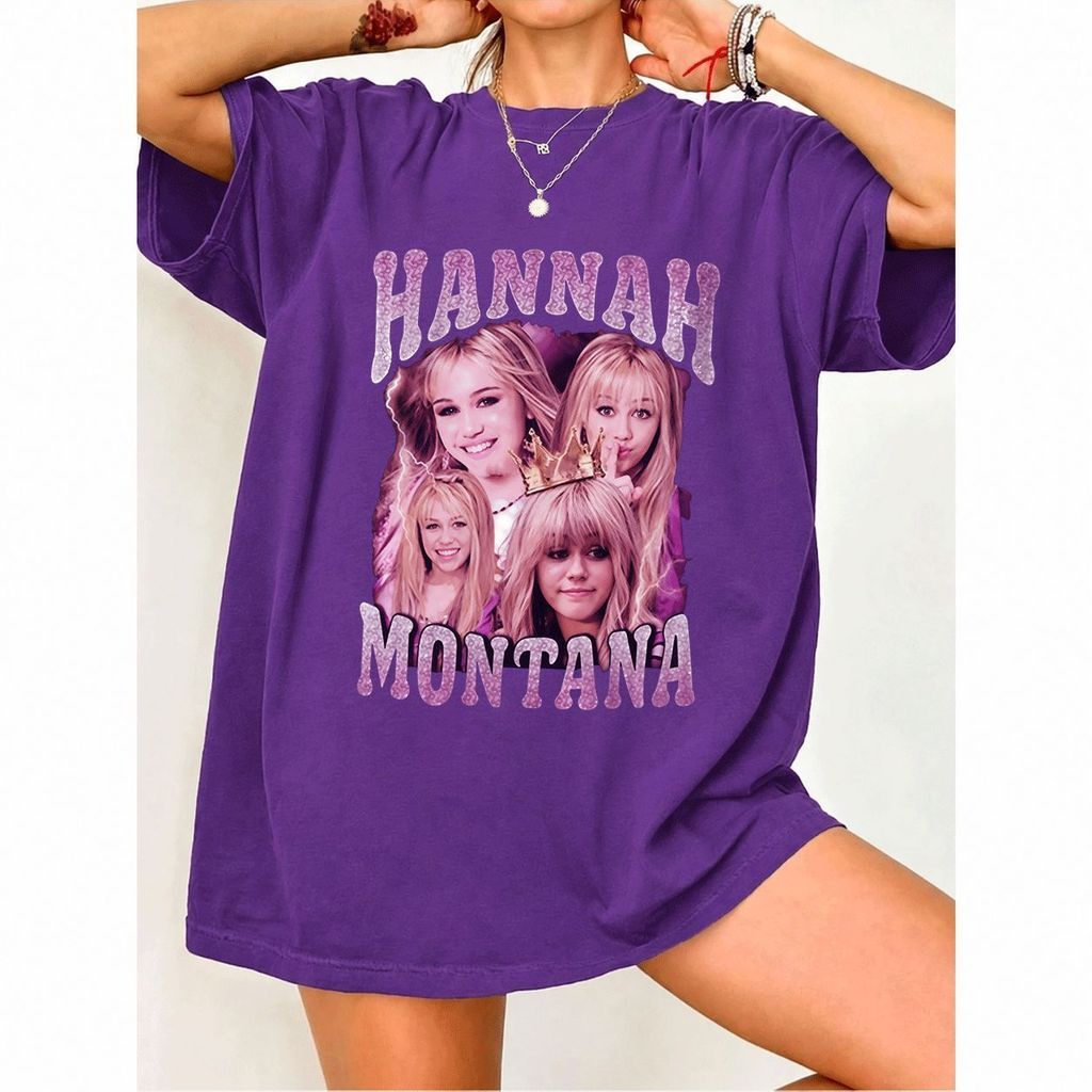 [Camiseta Premium em Algodão Puro]MIA Camiseta Feminina Oversized Streetwear Hanna Montana - Estampa Pop, 100% Algodão, 