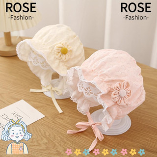 ROSEGOODS – Chapéu de pescador para bebé, com laço, modelo curto com renda, boné de basebol respirável, com franjas e co
